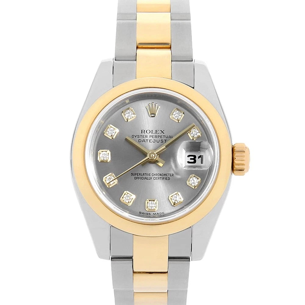 ROLEX DATEJUST DIAMOND GRAY ROW OYSTER BRACELET WATCH: ROLEX Datejust Diamond gray row oyster bracelet Watch Brand: ROLEX Type: Wrist watch Material: Band Material Stainless Steel/Yellow Gold, Case Material Stainless Steel/Yellow Gold Color: Dial Colour G