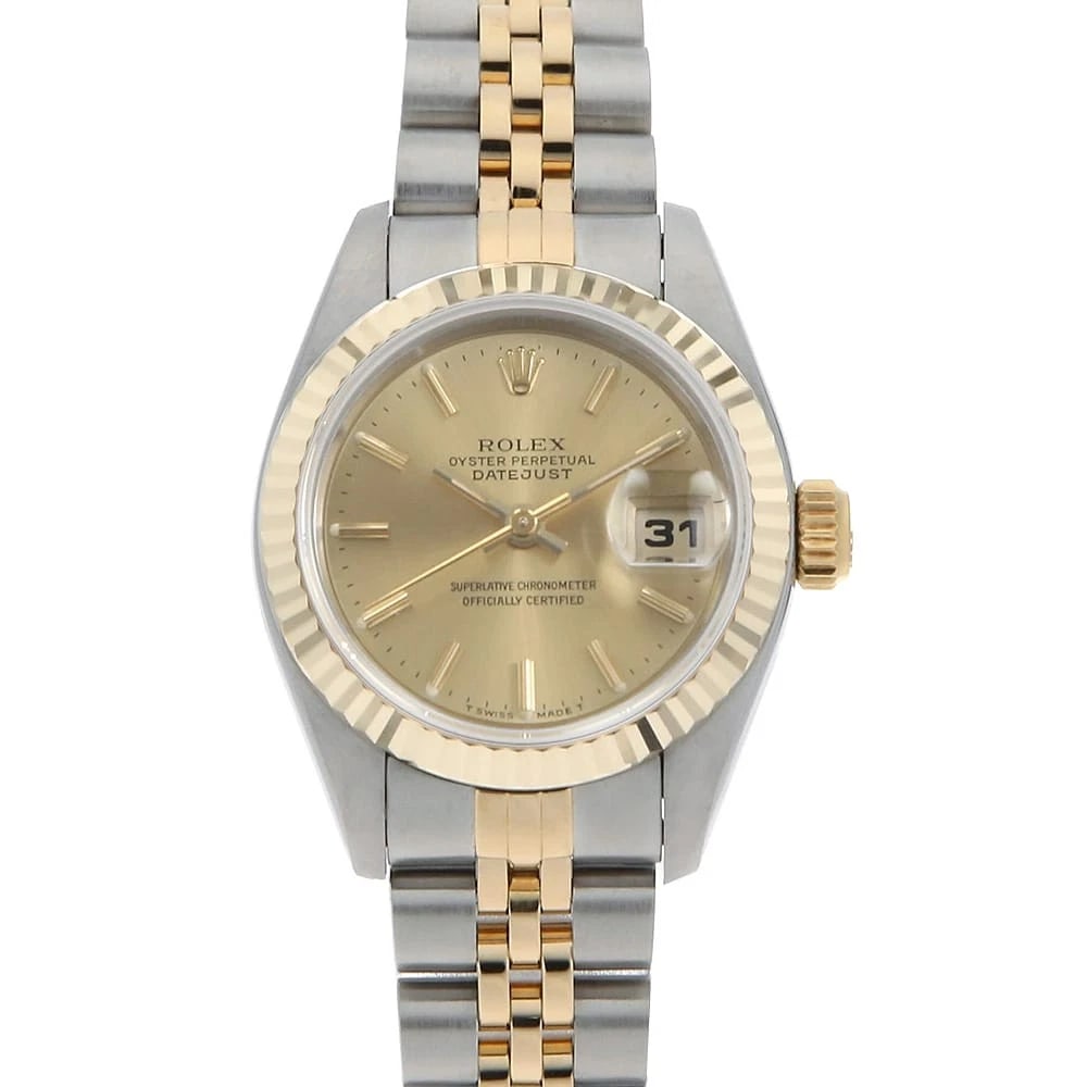 ROLEX DATEJUST CHAMPAGNE WATCH: ROLEX Datejust Champagne Watch Brand: ROLEX Type: Wrist watch Material: Band Material Stainless Steel/Yellow Gold, Case Material Stainless Steel/Yellow Gold Color: Dial Colour Champagne Gold Size: