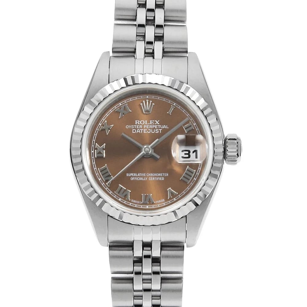 ROLEX DATEJUST HAVANA WATCH: ROLEX Datejust Havana Watch Brand: ROLEX Type: Wrist watch Material: Band Material Stainless Steel, Case Material Stainless Steel/White gold Color: Dial Colour Havana Size: Case:W26mm Circumference