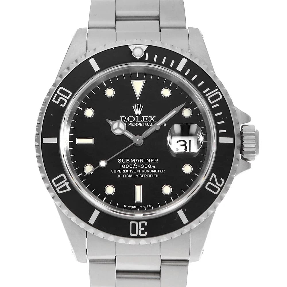 ROLEX SUBMARINER DATE BLACK WATCH: ROLEX SUBMARINER Date black Watch Brand: ROLEX Type: Wrist watch Material: Band Material Stainless Steel, Case Material Stainless Steel Color: Dial Colour Black Size: Case:W40mm Circumference of Wrist