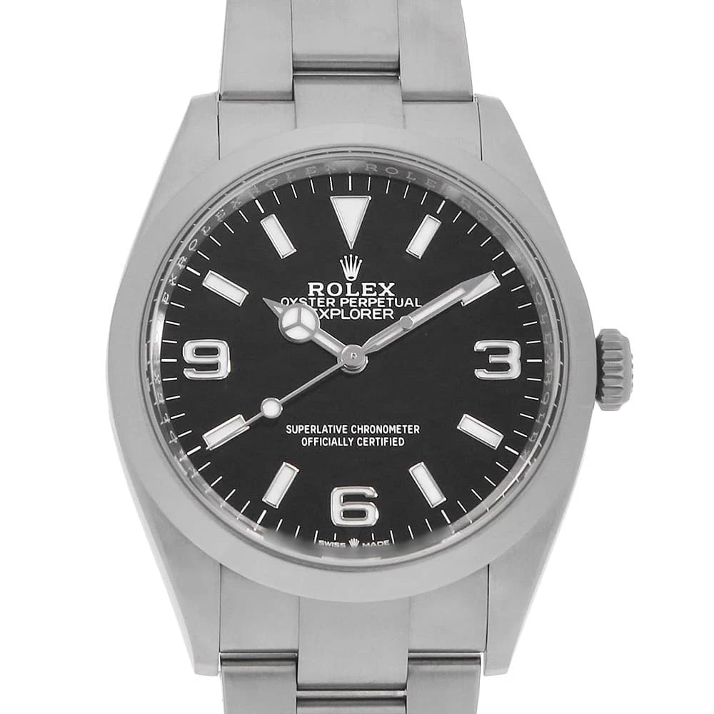 ROLEX EXPLORER BLACK WATCH: ROLEX Explorer black Watch Brand: ROLEX Type: Wrist watch Material: Band Material Stainless Steel, Case Material Stainless Steel Color: Dial Colour Black Size: Case:W36mm Circumference of