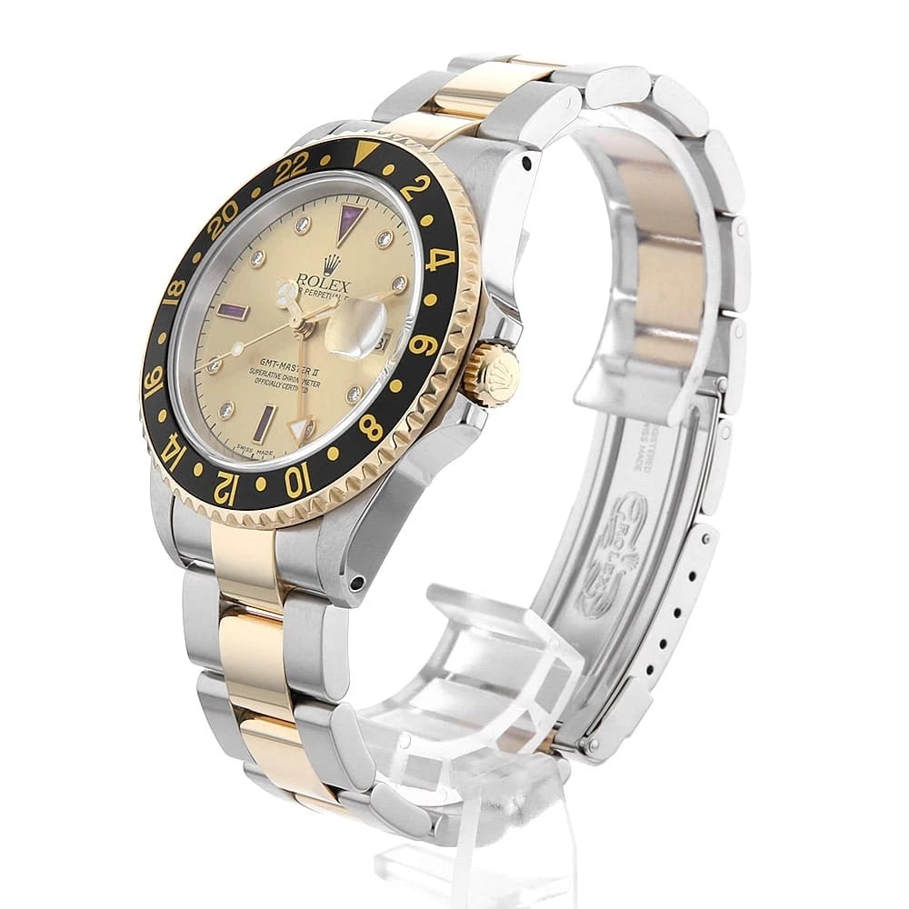 ROLEX GMT MASTER DIAMOND RUBY CHAMPAGNE WATCH - 2