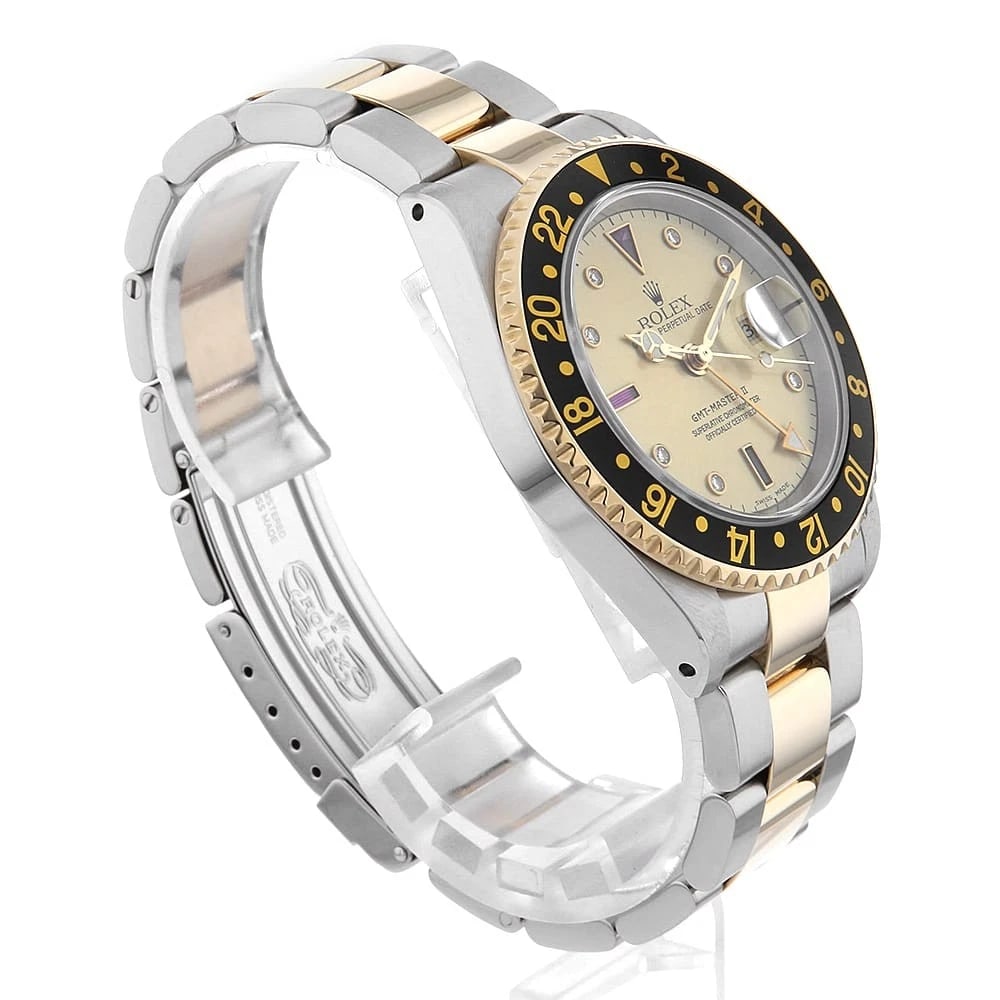 ROLEX GMT MASTER DIAMOND RUBY CHAMPAGNE WATCH - 3