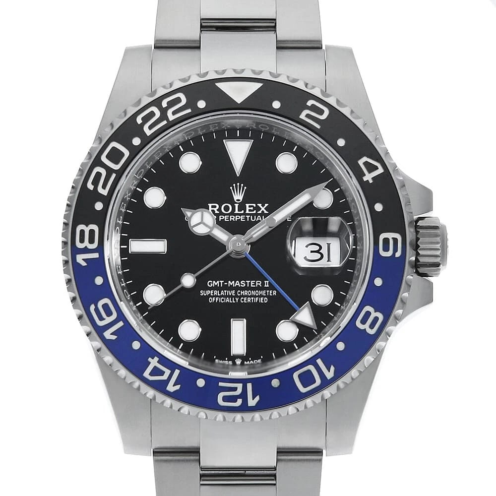ROLEX GMT MASTER BLACK ROW OYSTER BRACELET WATCH: ROLEX GMT Master black row oyster bracelet Watch Brand: ROLEX Type: Wrist watch Material: Band Material Stainless Steel, Case Material Stainless Steel Color: Dial Colour Black Size: Case:W40mm