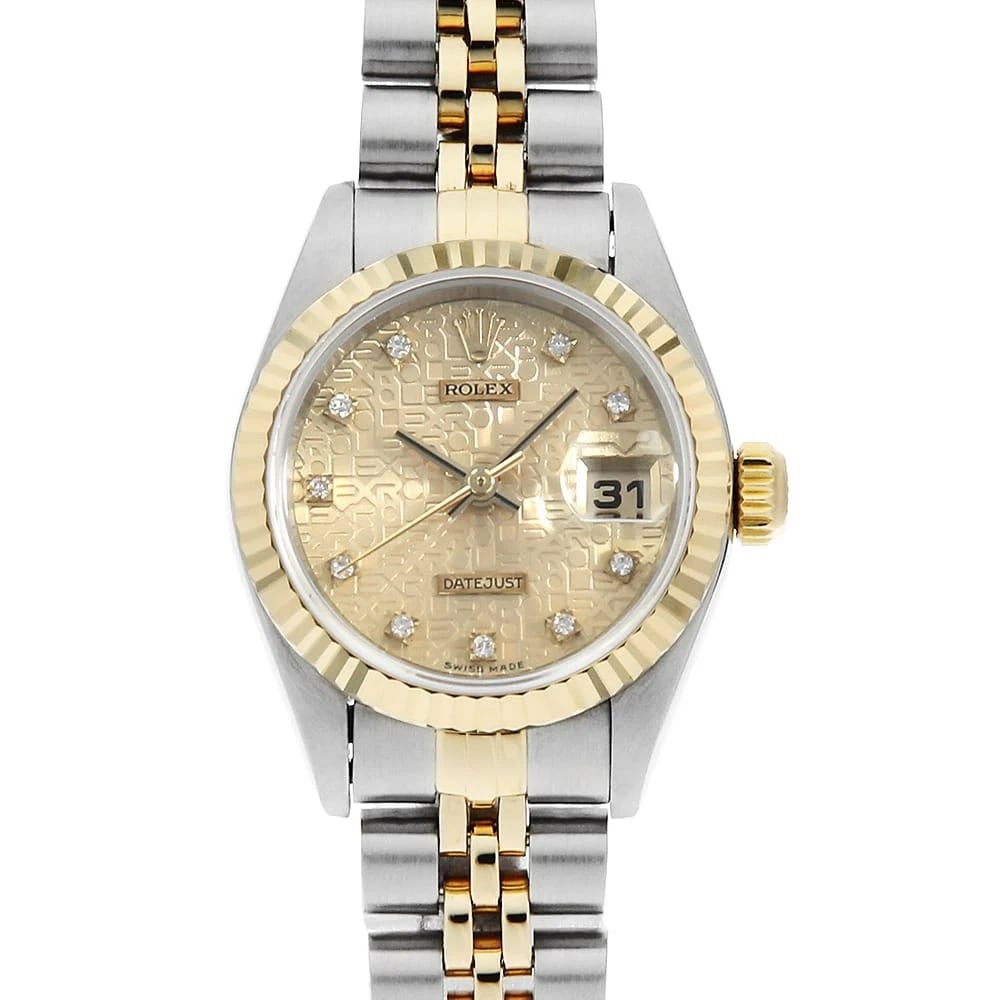 ROLEX DATEJUST DIAMOND CHAMPAGNE CARVING COMPUTER WATCH: ROLEX Datejust Diamond Champagne Carving computer Watch Brand: ROLEX Type: Wrist watch Material: Band Material Stainless Steel/Yellow Gold, Case Material Stainless Steel/Yellow Gold Color: Dial Colour