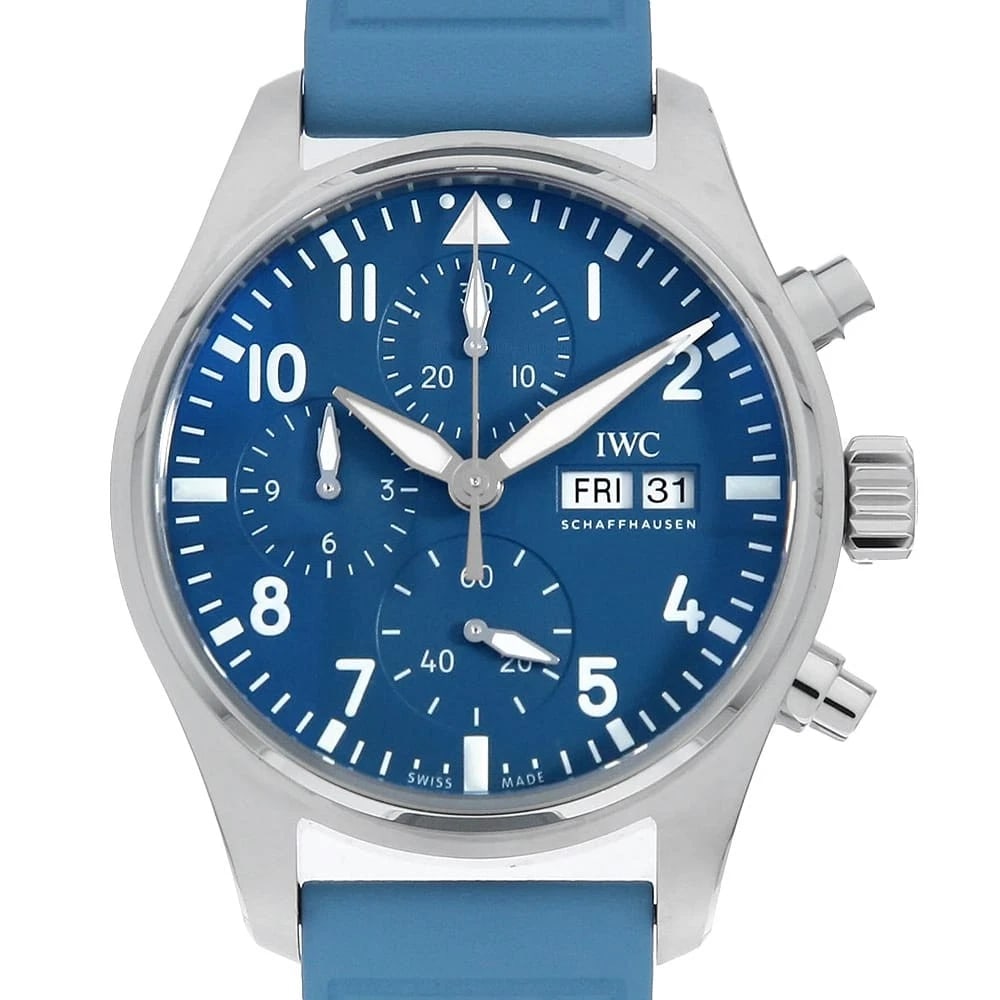 IWC PILOT'S WATCH CHRONOGRAPH WATCH: IWC Pilot's Watch Chronograph Watch Brand: IWC Type: Wrist watch Material: Band Material rubber, Case Material Stainless Steel Color: Dial Colour Blue Size: Case:W41mm Accessories: None Accessories