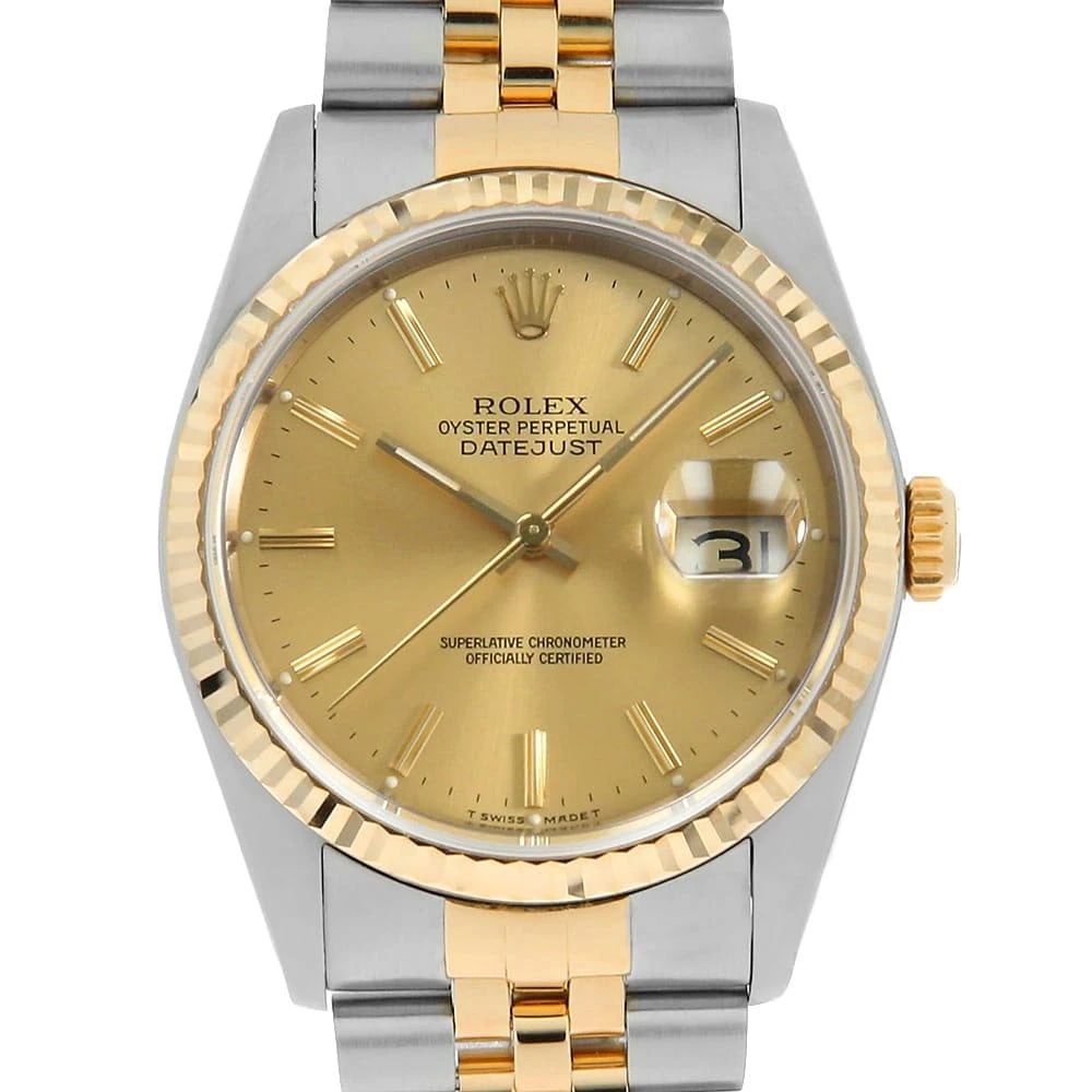 ROLEX DATEJUST CHAMPAGNE WATCH: ROLEX Datejust Champagne Watch Brand: ROLEX Type: Wrist watch Material: Band Material Stainless Steel/Yellow Gold, Case Material Stainless Steel/Yellow Gold Color: Dial Colour Champagne Gold Size: