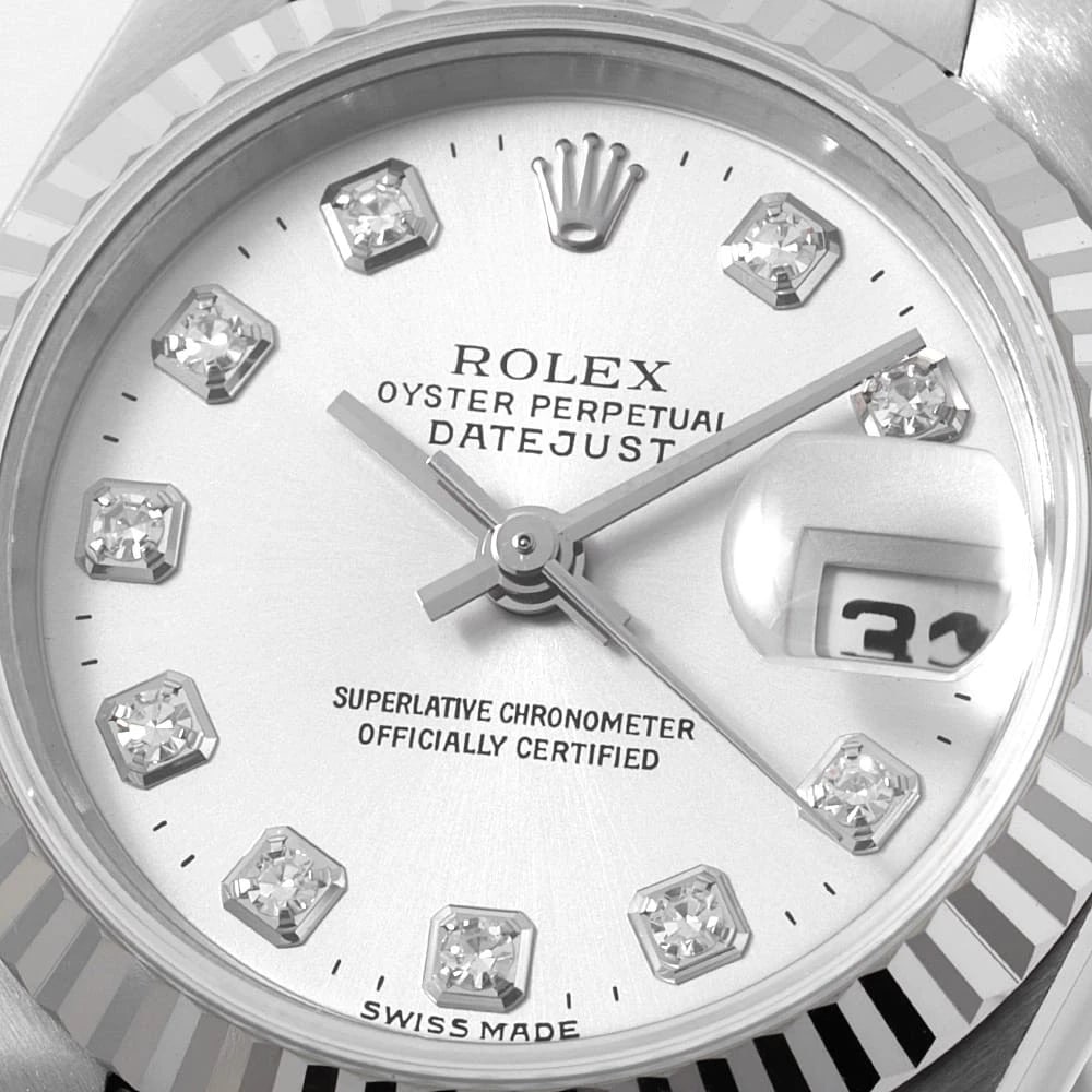 ROLEX DATEJUST DIAMOND SILVER WATCH - 4