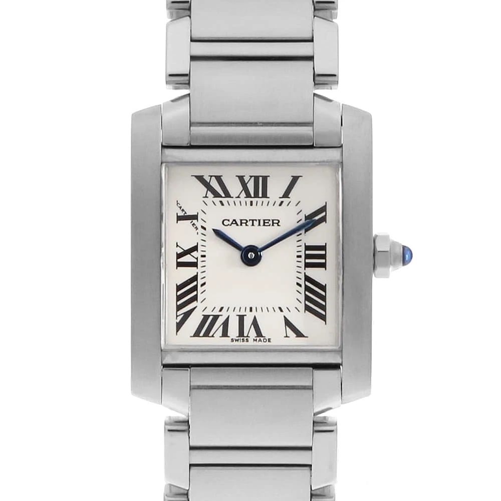CARTIER TANK FRANCAISE WATCH: Cartier Tank francaise Watch Brand: Cartier Type: Wrist watch Material: Band Material Stainless Steel, Case Material Stainless Steel Color: Dial Colour Ivory Size: Case:W25mm x H20mm Circumference of