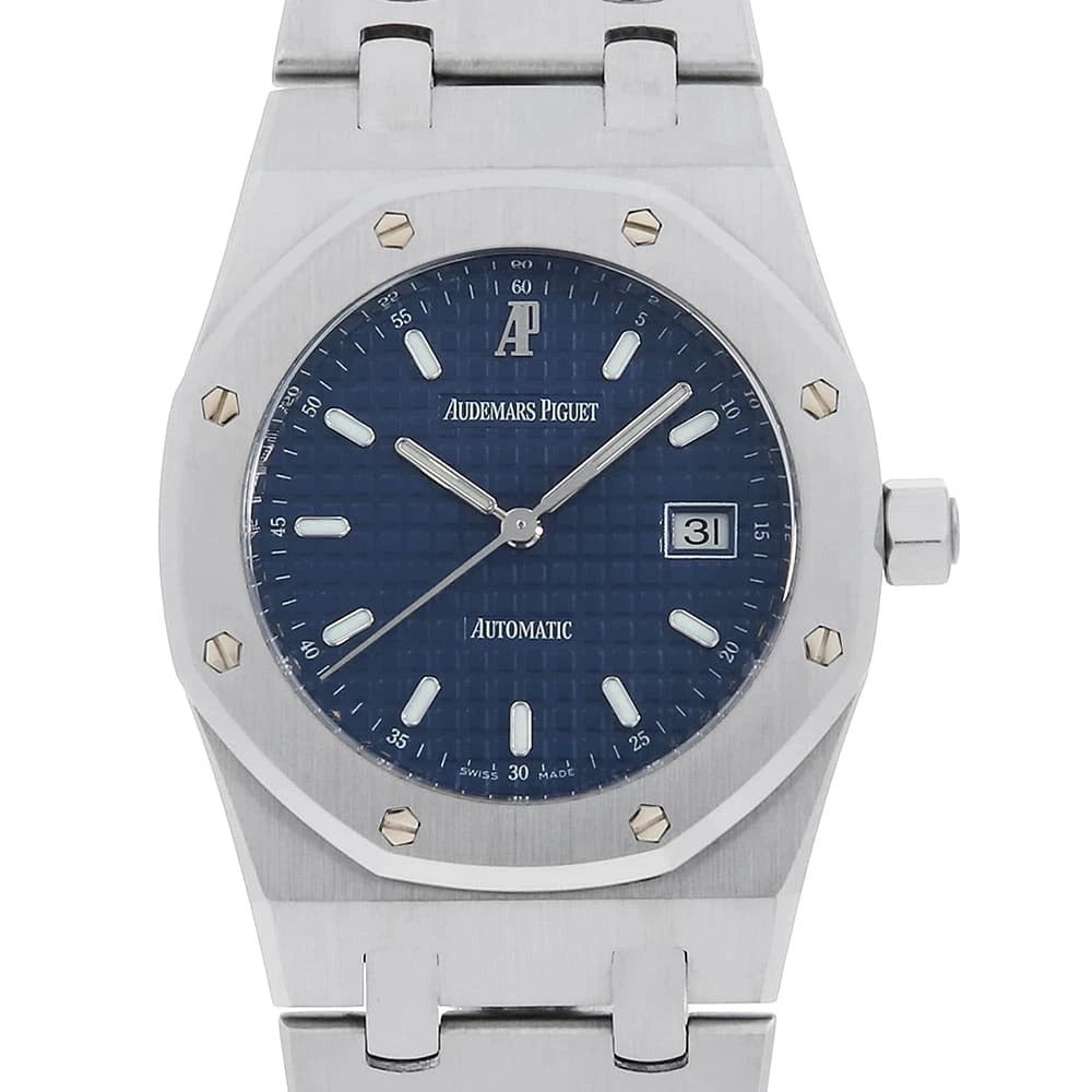 AUDEMARS PIGUET ROYAL OAK WATCH: AUDEMARS PIGUET Royal oak Watch Brand: AUDEMARS PIGUET Type: Wrist watch Material: Band Material Stainless Steel, Case Material Stainless Steel Color: Dial Colour Blue Size: Case:W33mm Circumference