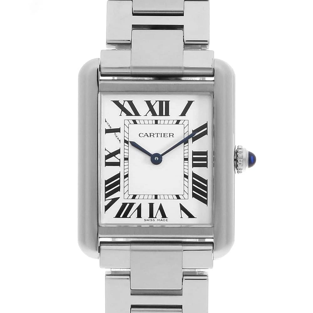 CARTIER TANK SOLO WATCH: Cartier Tank solo Watch Brand: Cartier Type: Wrist watch Material: Band Material Stainless Steel, Case Material Stainless Steel Color: Dial Colour Silver Size: Case:W31mm x H24.4mm Circumference of Wr