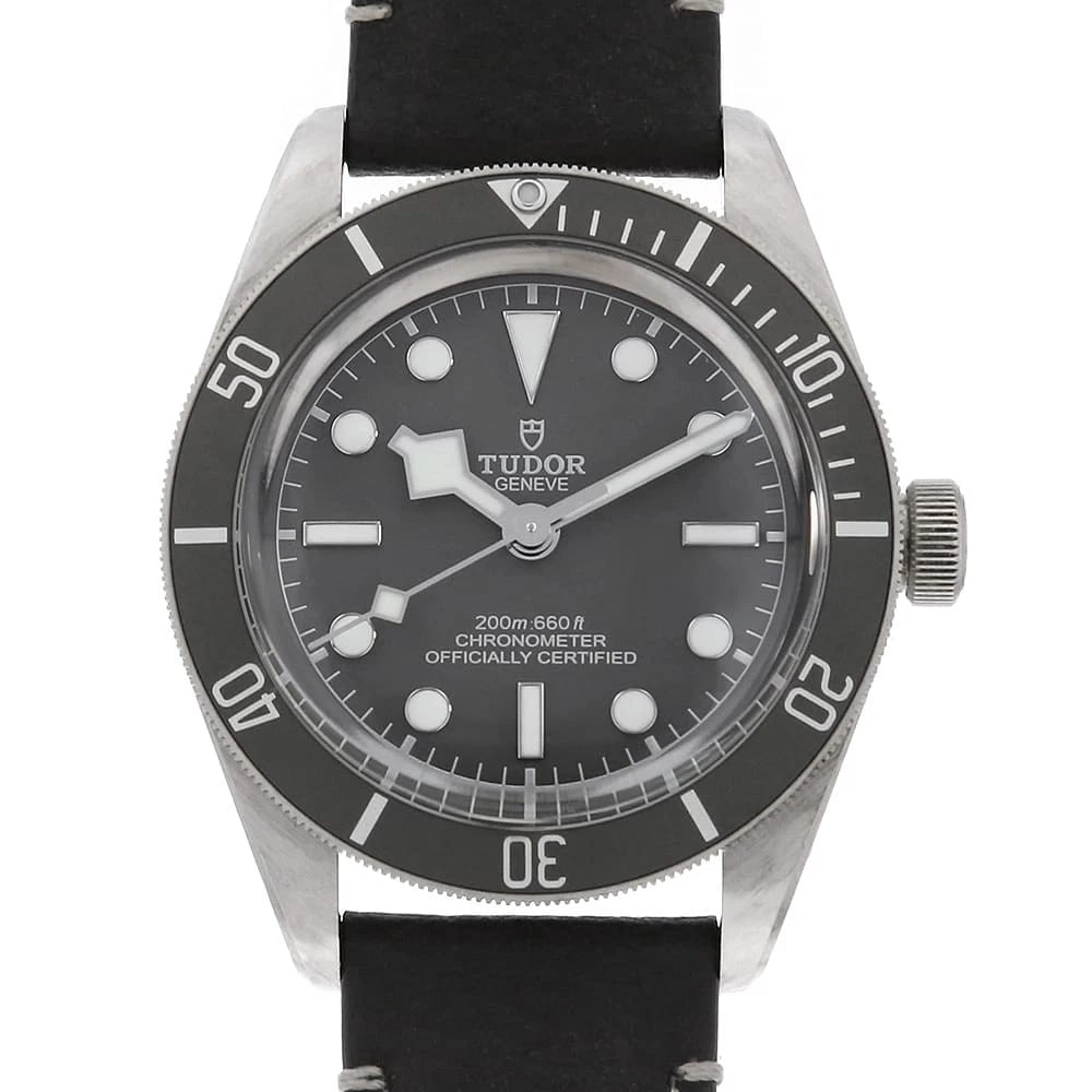 TUDOR BLACK WATCH: TUDOR Black Watch Brand: TUDOR Type: Wrist watch Material: Band Material Calfskin, Case Material Silver Color: Dial Colour Gray Size: Case:W39mm Accessories: None Accessories Notice: When