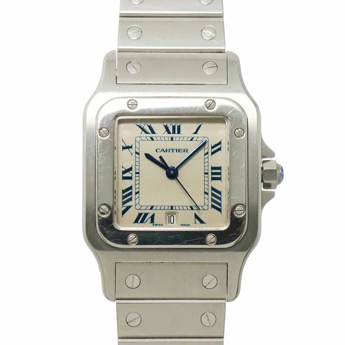 CARTIER SANTOS GALBEE LM QUARTZ CREAM DIAL WATCH: Cartier Santos Galbee LM Quartz Cream Dial Watch Brand: Cartier Type: Wristwatch Material: Case:Stainless steel Bracelet:Stainless steel Color: Dial color Cream Size: CaseSize Length 41mm(included lag