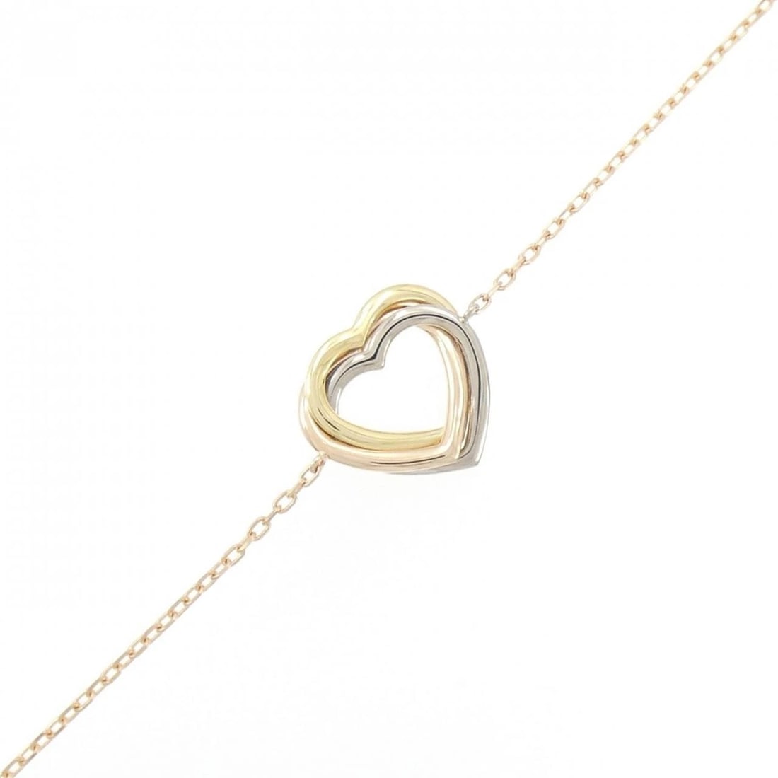 CARTIER TRINITY HEART BRACELET: Cartier Trinity Heart Bracelet Brand: CARTIER Type: Cartier Bracelets Material: 750 Yellow Gold/750 White Gold/750 Pink Gold, Color: none Size: 16?18cm,Actual Size Max width approx: 13.8mm