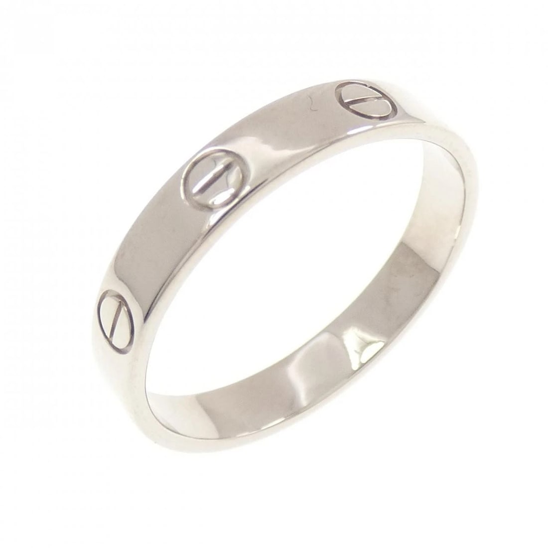 CARTIER MINI LOVE RING: Cartier Mini Love Ring Brand: CARTIER Type: Cartier Ring Material: 750 white gold, Color: white gold Size: US8 1/2 Accessories: None Accessories Notice: When purchasing pre-owned goods, please refer