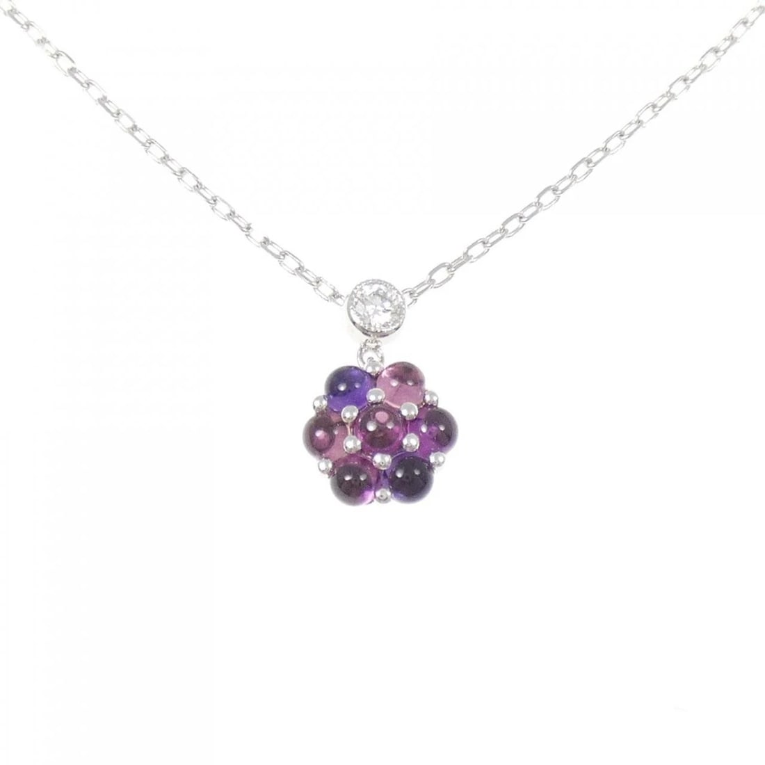 MIKIMOTO COLOR STONE NECKLACE: Mikimoto Color Stone Necklace Brand: MIKIMOTO Type: Mikimoto Necklace Material: K18 white gold, Main Stone/Creation Amethyst Color: white gold Size: 42cm,Actual Size Pendant length approx. x width