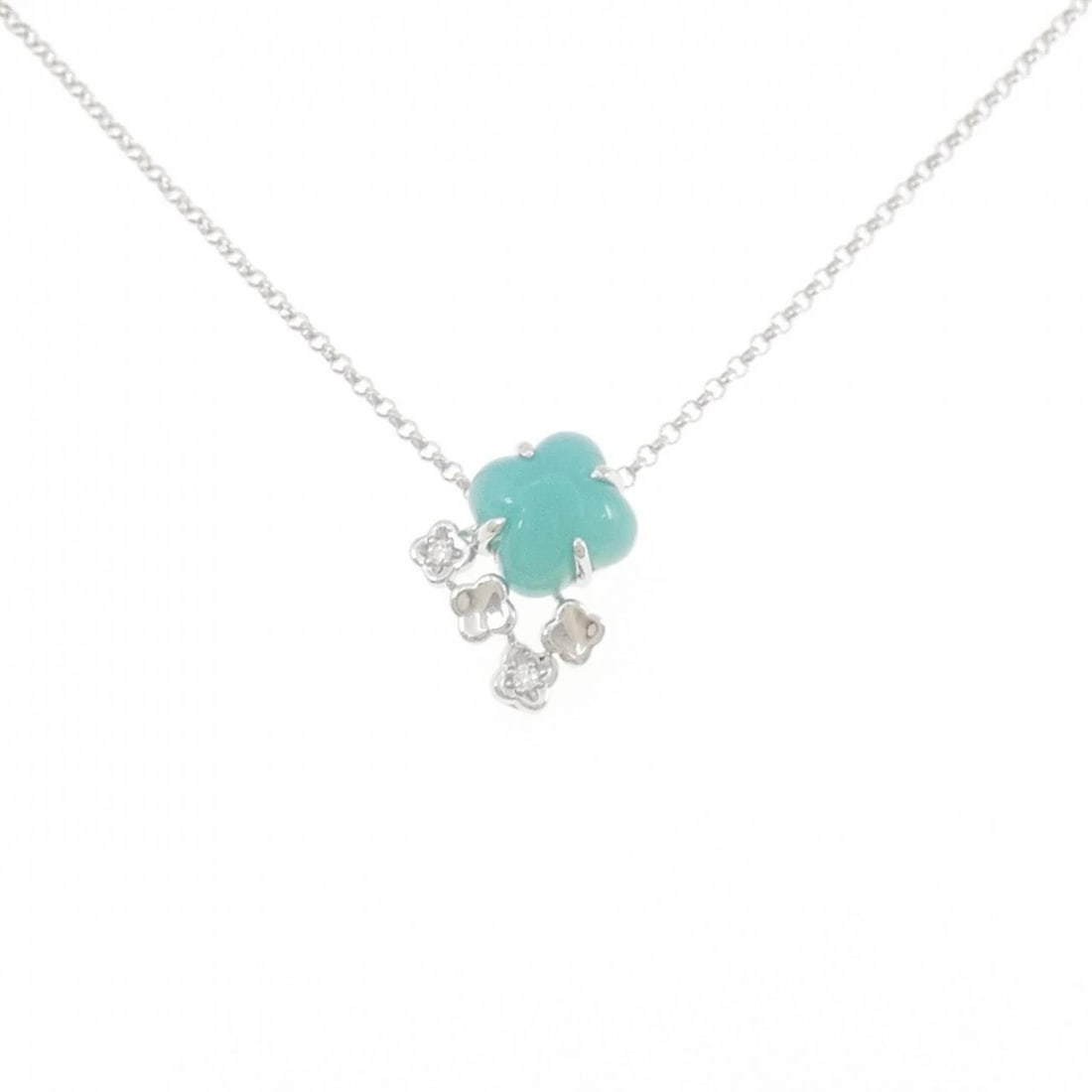 TASAKI SEA BLUE CHALCEDONY PENDANT NECKLACE: TASAKI Sea Blue Chalcedony Pendant Necklace Brand: TASAKI Type: Tasaki Necklace Material: 750 White Gold/18K White Gold, Main Stone/Creation Chalcedony Color: none Size: 40cm,Actual Size Pendant