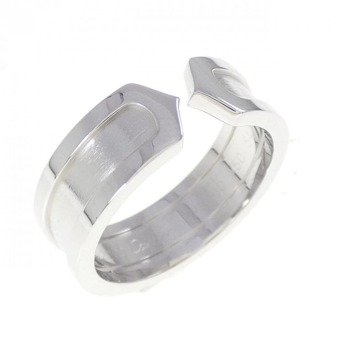 CARTIER C2 SMALL RING: Cartier C2 Small Ring Brand: CARTIER Type: Cartier Ring Material: 750 white gold, Color: white gold Size: US7 Accessories: None Accessories Notice: When purchasing pre-owned goods, please