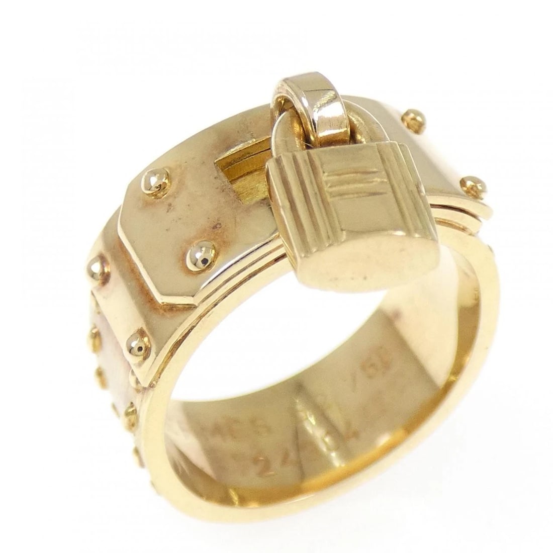 HERMES KELLY RING: Hermes Kelly Ring Brand: HERMES Type: Hermes Ring Material: 750 yellow gold, Color: yellow gold Size: US6 1/4 Accessories: None Accessories Notice: When purchasing pre-owned goods, please refer to