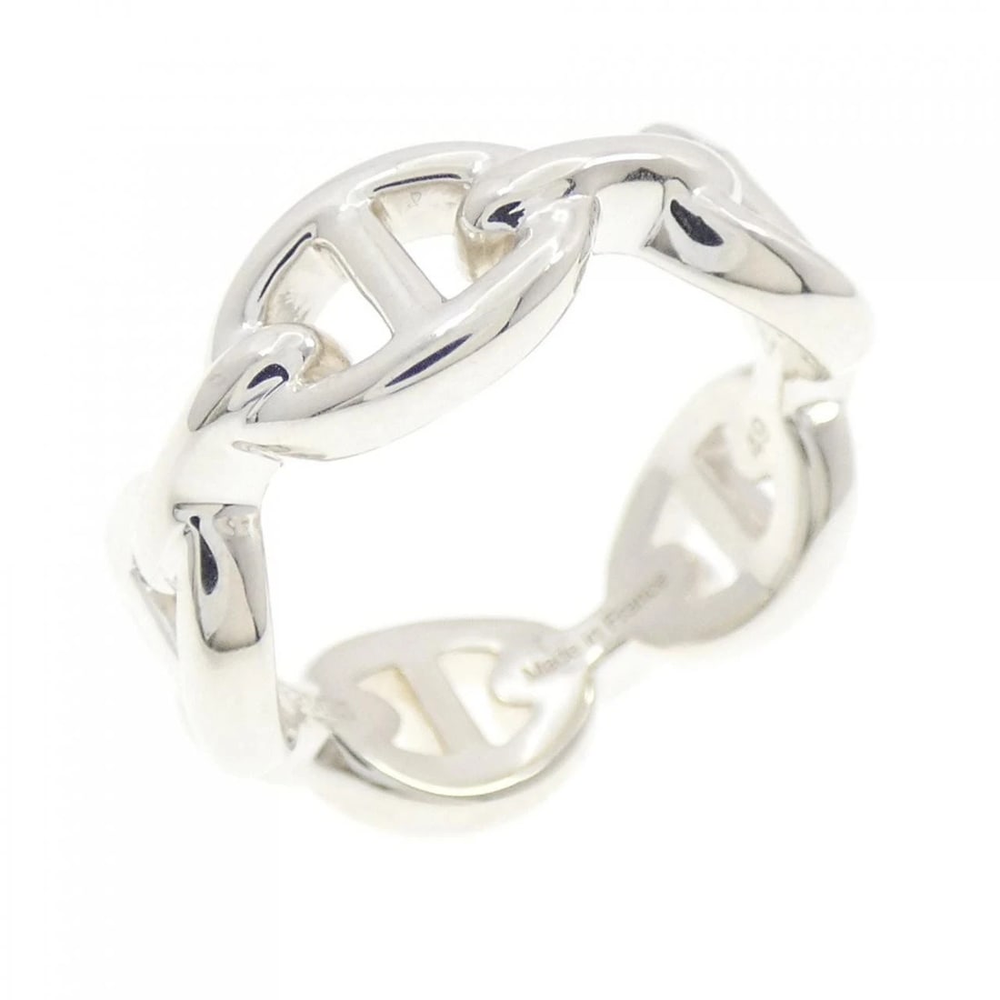 HERMES CHAINE D'ANCRE ENCHAINE RING: Hermes Chaine d'Ancre Enchaine Ring Brand: HERMES Type: Hermes Ring Material: 925Silver, Color: none Size: US5 Accessories: None Accessories Notice: When purchasing pre-owned goods, please refer to