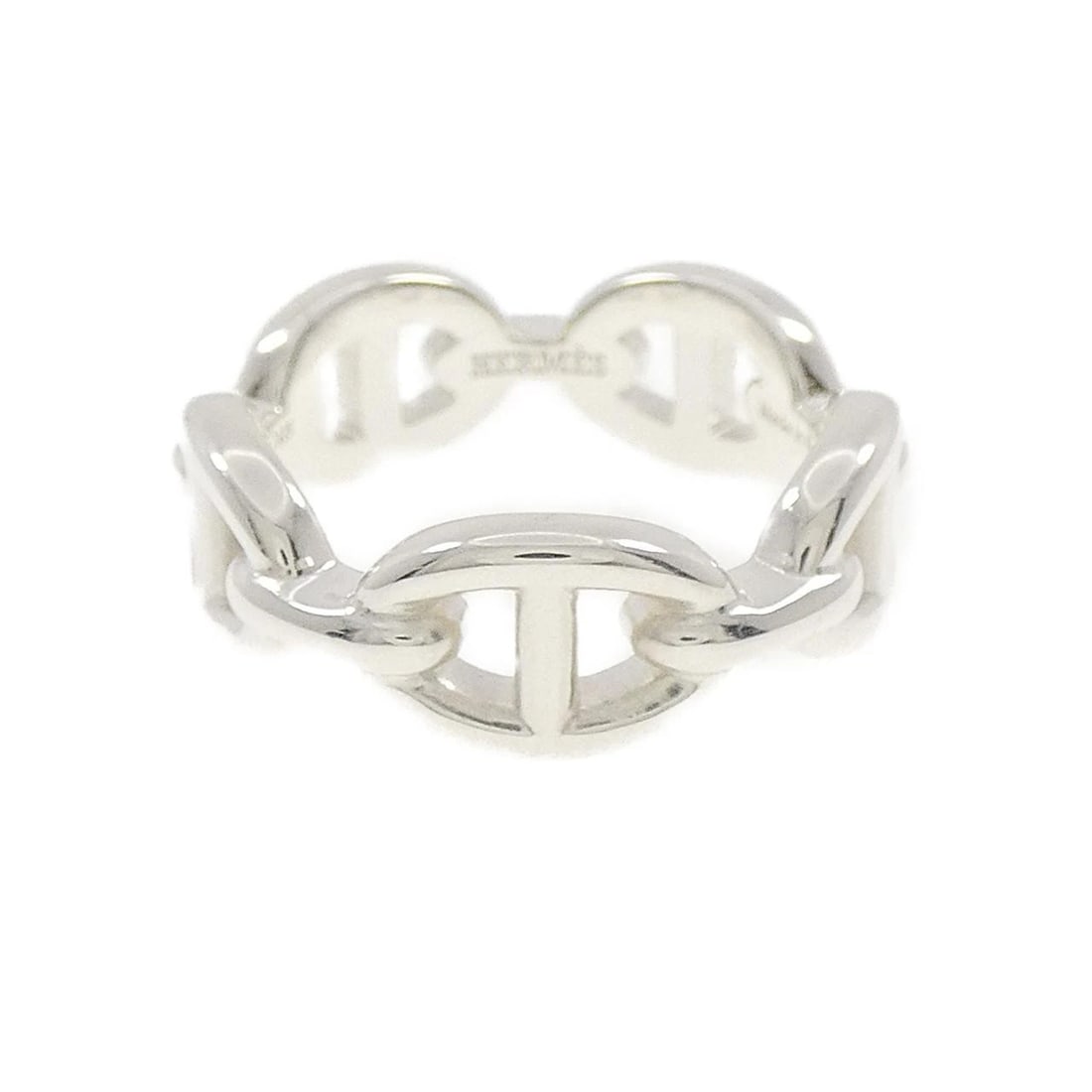 HERMES CHAINE D'ANCRE ENCHAINE RING: Hermes Chaine d'Ancre Enchaine Ring Brand: HERMES Type: Hermes Ring Material: 925Silver, Color: Silver Size: US6 1/2 Accessories: None Accessories Notice: When purchasing pre-owned goods, please