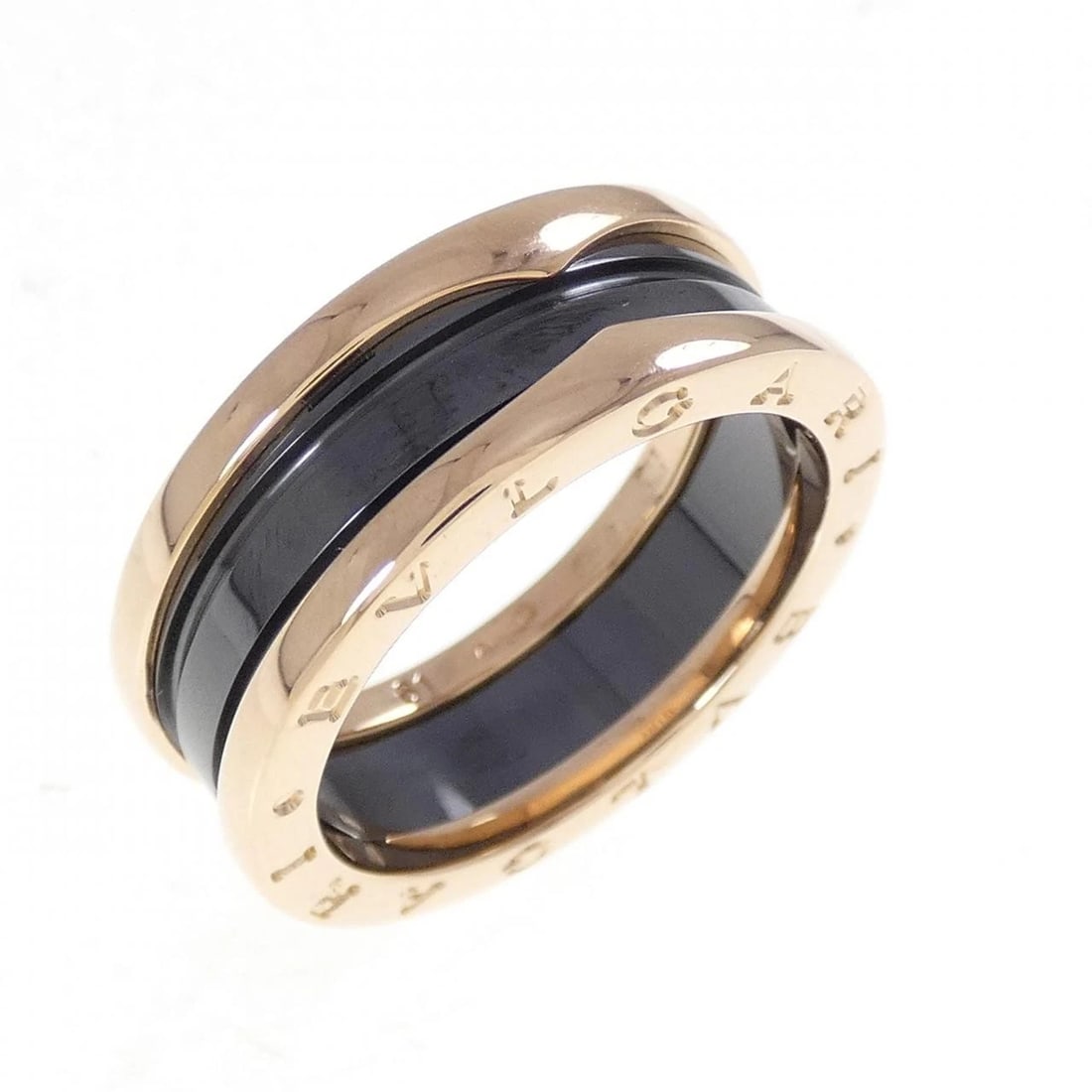 BVLGARI B.ZERO1 TWO-BAND RING: Bvlgari B.zero1 Two-Band Ring Brand: BVLGARI Type: Bulgari Ring Material: 750 pink gold/ceramic, Color: none Size: US9 1/2 Accessories: None Accessories Notice: When purchasing pre-owned goods,