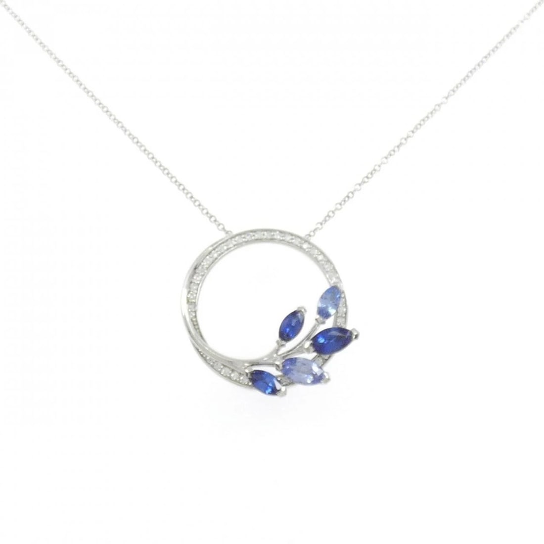 TIFFANY&CO. VINE CIRCLE NECKLACE: TIFFANY&Co. Vine Circle Necklace Brand: TIFFANY&Co. Type: TIFFANY&Co. Necklace Material: Platinum950, Main Stone/Creation Sapphire Color: none Size: 45cm,Actual Size Pendant length approx. x width app