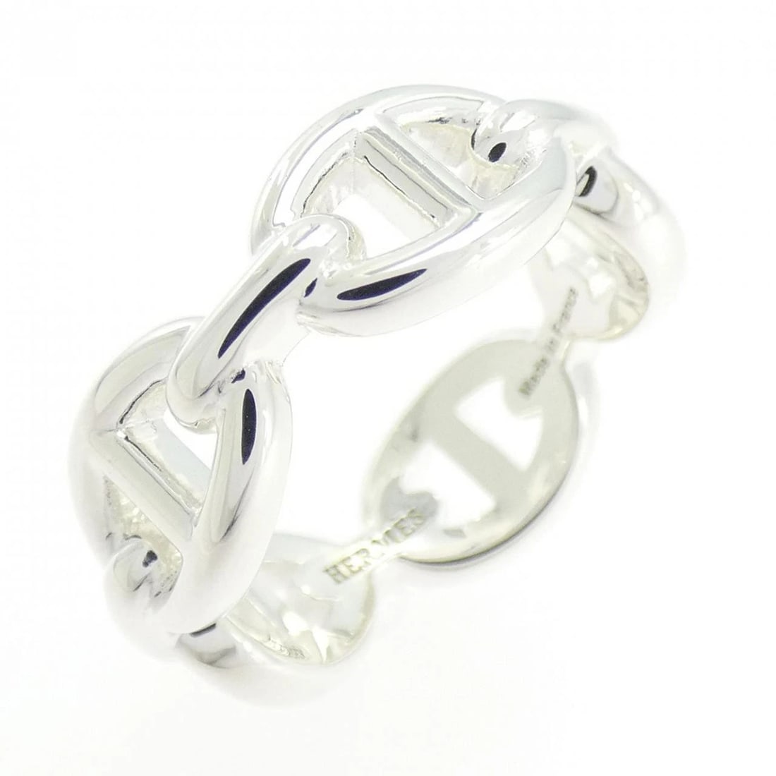 HERMES CHAINE D'ANCRE ENCHAINE RING: Hermes Chaine d'Ancre Enchaine Ring Brand: HERMES Type: Hermes Ring Material: 925Silver, Color: none Size: US6 1/4 Accessories: None Accessories Notice: When purchasing pre-owned goods, please refer