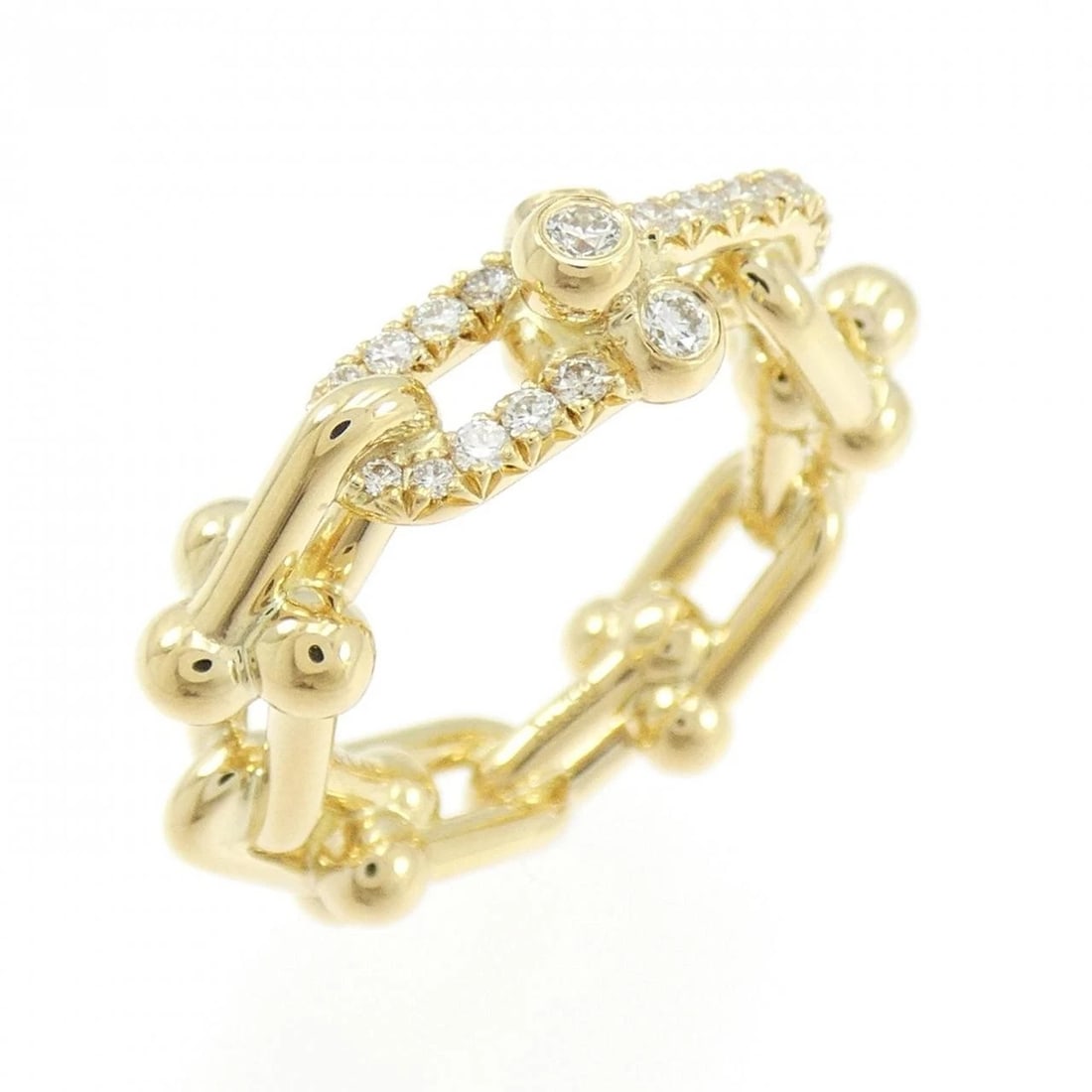 TIFFANY & CO. SMALL LINK RING: TIFFANY & Co. Small Link Ring Brand: TIFFANY&Co. Type: TIFFANY & Co. Ring Material: 750 yellow gold, Main Stone/Creation Natural Color: yellow gold Size: US5 1/4 Accessories: None Accessories Notice: