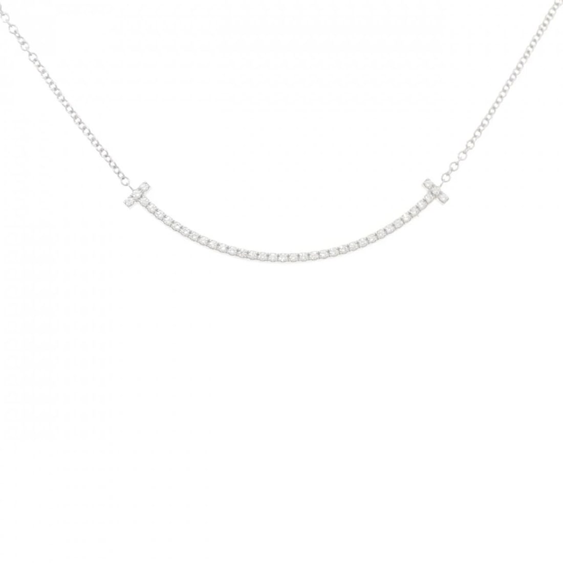 TIFFANY&CO. T SMILE SMALL NECKLACE: TIFFANY&Co. T Smile Small Necklace Brand: TIFFANY&Co. Type: TIFFANY&Co. Necklace Material: 750 white gold, Main Stone/Creation Natural Color: white gold Size: 41cm,Actual Size Pendant length approx.