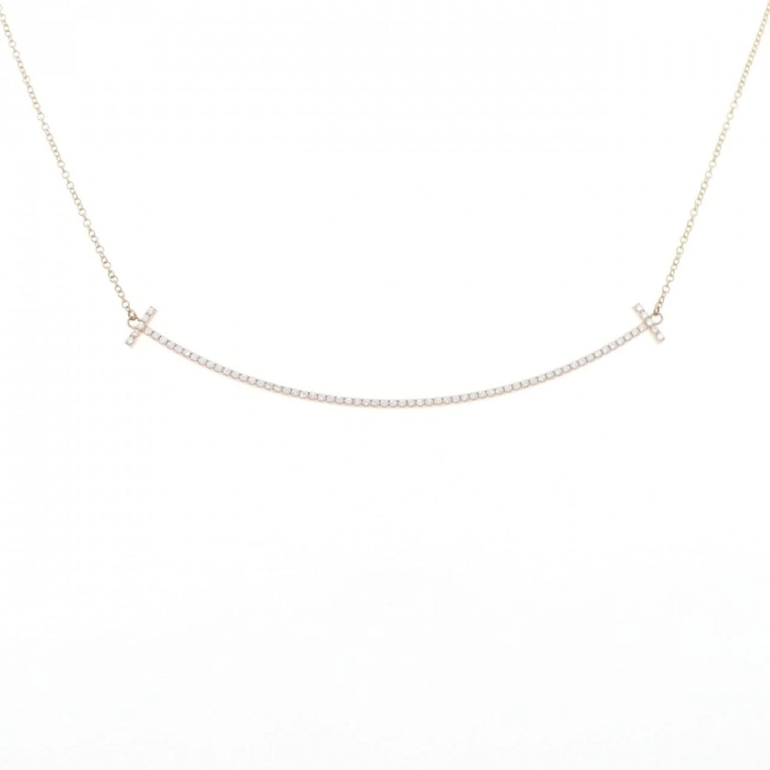 TIFFANY & CO. T SMILE LARGE NECKLACE: TIFFANY & Co. T Smile Large Necklace Brand: TIFFANY&Co. Type: TIFFANY&Co. Necklace Material: 750 Pink Gold, Main Stone/Creation Natural Color: Pink Gold Size: 40?45cm,Actual Size Pendant length