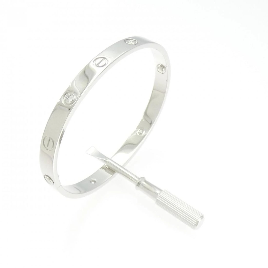 CARTIER LOVE BRACELET 4P: Cartier Love Bracelet 4P Brand: CARTIER Type: Cartier Bracelets Material: 750 white gold, Main Stone/Creation Natural Color: white gold Size: 16.5cm,Actual Size Max width approx: 5.9mm Accessories: