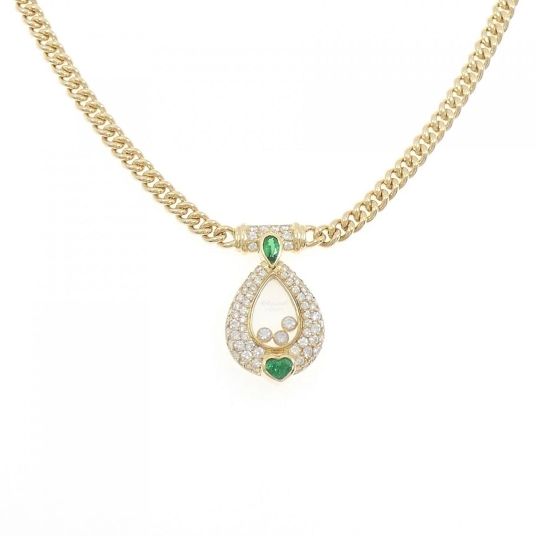 CHOPARD EMERALD NECKLACE: Chopard Emerald Necklace Brand: Chopard Type: Chopard Necklace Material: 750 yellow gold, Main Stone/Creation Emerald Color: yellow gold Size: 42cm,Actual Size Pendant length approx. x width approx.: 