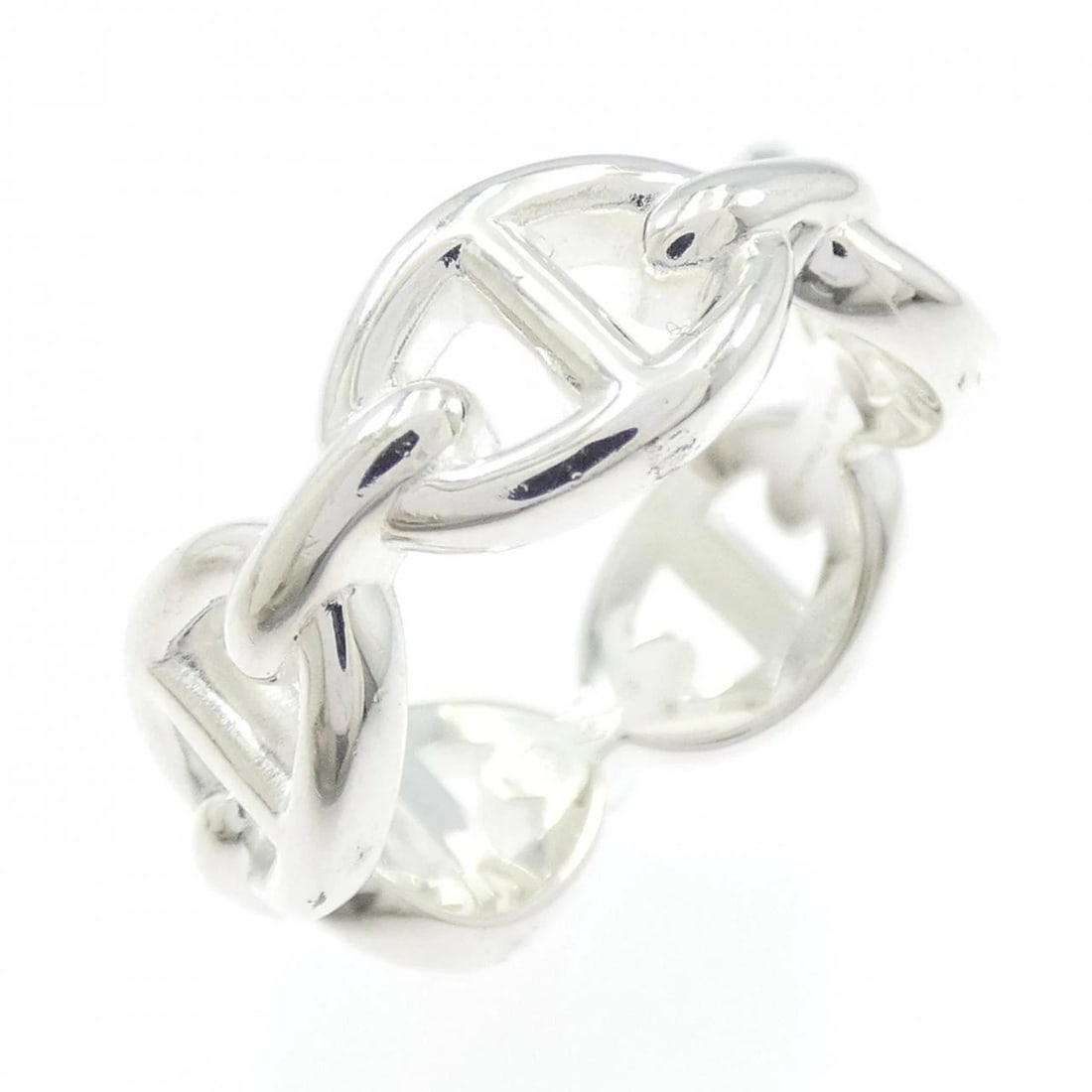 HERMES CHAINE D'ANCRE ENCHAINE RING: Hermes Chaine d'Ancre Enchaine Ring Brand: HERMES Type: Hermes Ring Material: 925Silver, Color: none Size: US5 3/4 Accessories: None Accessories Notice: When purchasing pre-owned goods, please refer