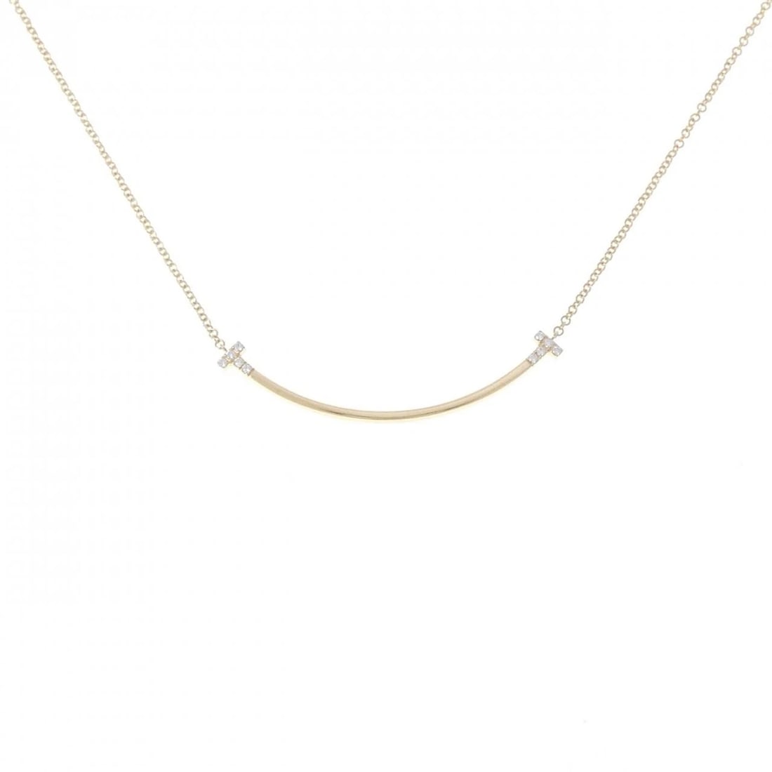 TIFFANY&CO. T SMILE SMALL NECKLACE: TIFFANY&Co. T Smile Small Necklace Brand: TIFFANY&Co. Type: TIFFANY&Co. Necklace Material: 750 yellow gold, Main Stone/Creation natural Color: yellow gold Size: 40?46cm,Actual Size Pendant length