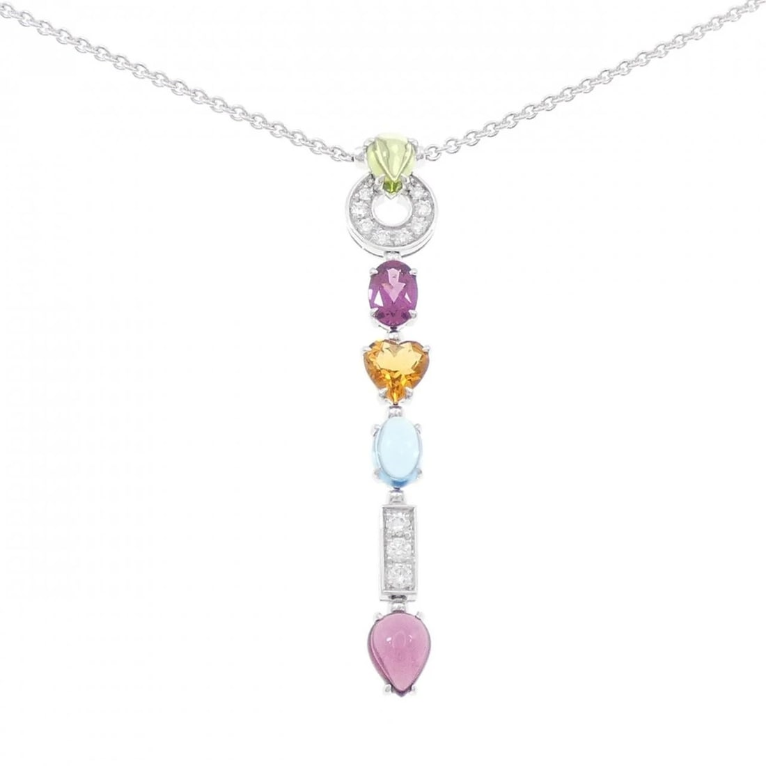 BVLGARI ALLEGRA NECKLACE: Bvlgari Allegra Necklace Brand: BVLGARI Type: Bulgari Necklace Material: 750 white gold, Main Stone/Creation Peridot Color: white gold Size: 38-43cm,Actual Size Pendant length approx. x width approx.: