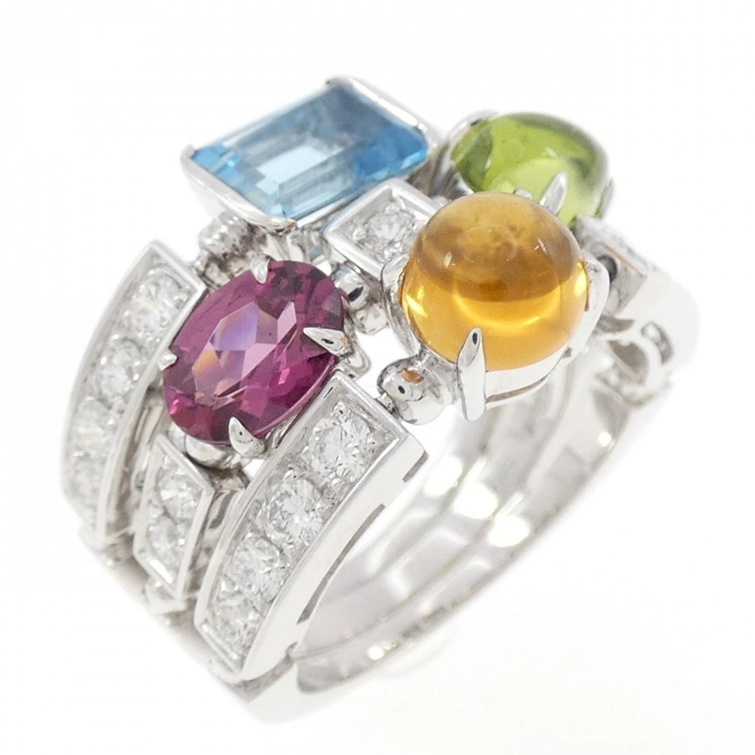 BVLGARI ALLEGRA RING: Bvlgari Allegra Ring Brand: BVLGARI Type: Bulgari Ring Material: 750 white gold, Main Stone/Creation Topaz Color: white gold Size: US7 1/4 Accessories: None Accessories Notice: When purcha
