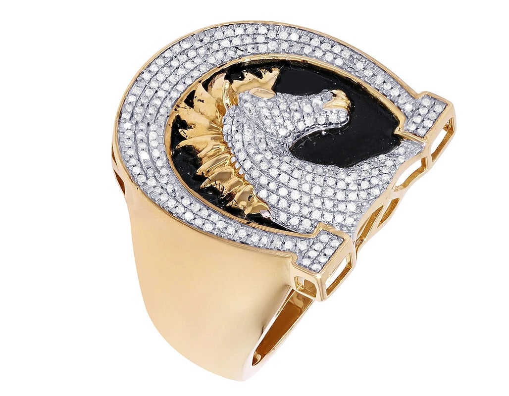 HORSESHOE DIAMOND RING 10K YELLOW-WHITE GOLD: Horseshoe Diamond Ring 10K Yellow-White Gold Brand: None Type: Ring Material: 10K Yellow-White Gold, Main Stone/Creation Natural Color: Yellow-White Gold Size: 10 US Accessories: None Acce