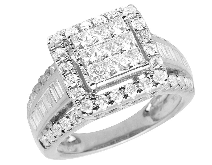 10K WHITE GOLD LADIES PRINCESS BAGUETTE DIAMOND RING (1 of 6)