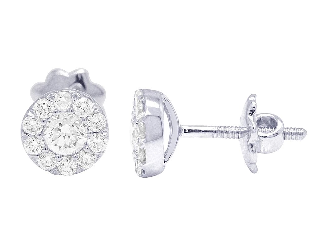 14K WHITE GOLD DIAMOND CLUSTER EARRINGS: 14K White Gold Diamond Cluster Earrings Brand: None Type: Earrings Material: 14K White Gold, Main Stone/Creation Natural Color: White Gold Size: Dimension 7MM Accessories: None Accessories