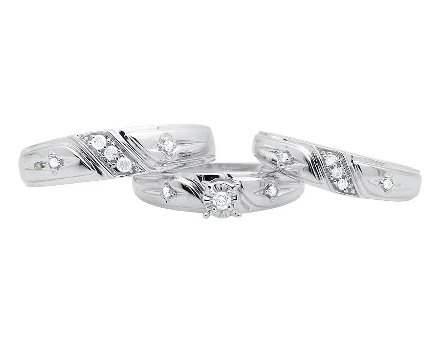 10K WHITE GOLD MIRACLE SET DIAGONAL DIAMONDS RING (1 of 3)