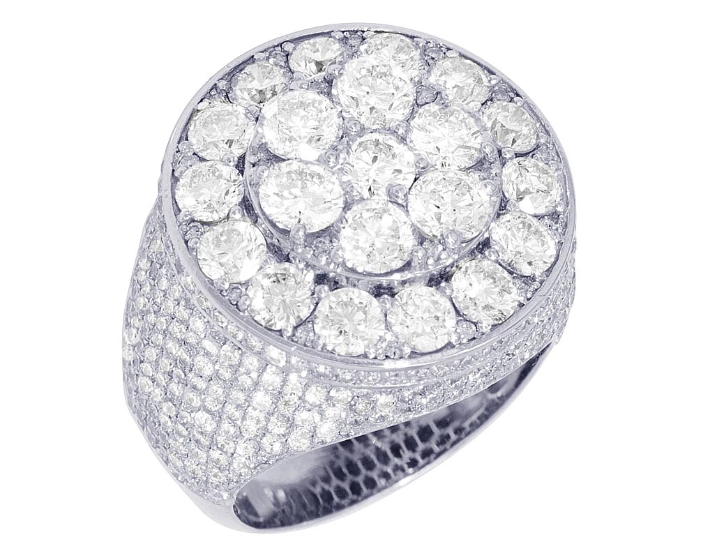 FLOWER CLUSTER DIAMOND PINKY RING 14K WHITE GOLD: Flower Cluster Diamond Pinky Ring 14k White Gold Brand: None Type: Bracelet Material: 14k White Gold, Main Stone/Creation Natural Color: White Gold Size: 10 US Accessories: None Accessorie