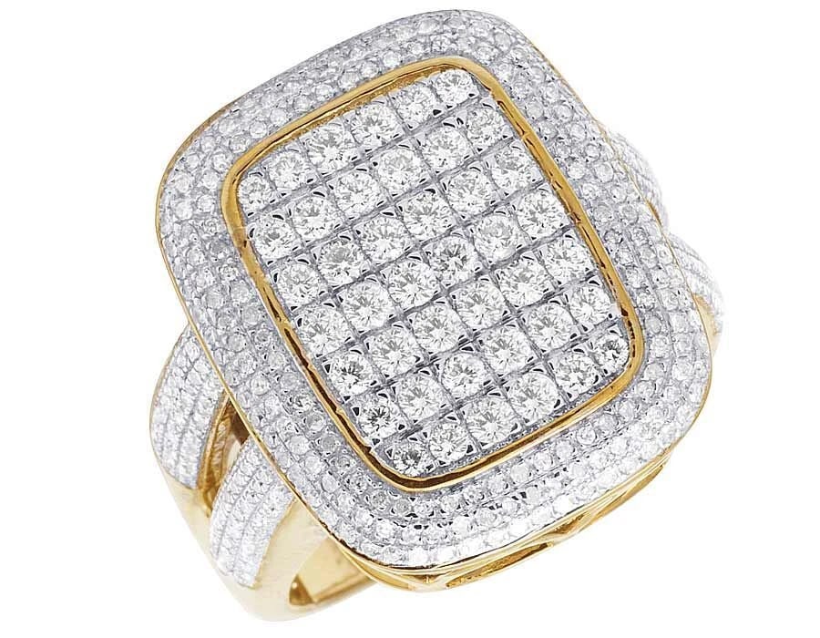 10K YELLOW GOLD DIAMOND 3D SQUARE CLUSTER RING (1 of 4)