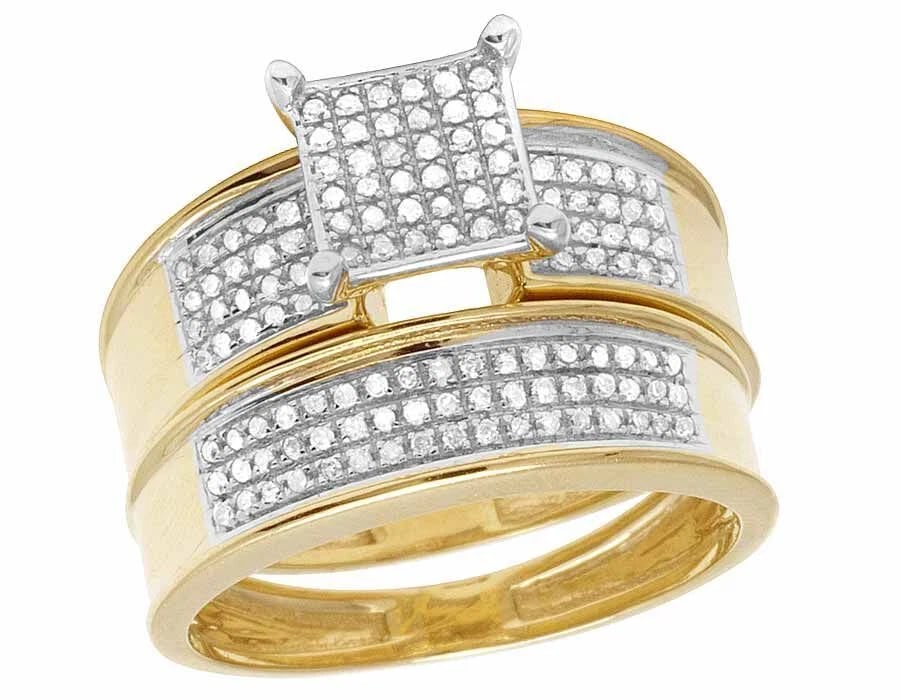 10K YELLOW GOLD DIAMOND TWO PIECE SQUARE RING: 10K Yellow Gold Diamond Two Piece Square Ring Brand: None Type: Ring Material: 10K Yellow Gold, Main Stone/Creation Natural Color: Yellow Gold Size: 7 US Accessories: None Accessories Noti