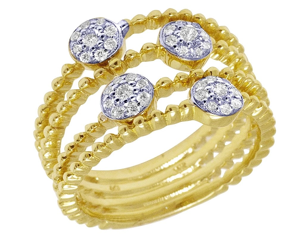 14K YELLOW GOLD DIAMOND FLOWER CLUSTER BEAD RING: 14K Yellow Gold Diamond Flower Cluster Bead Ring Brand: None Type: Ring Material: 14K Yellow Gold, Main Stone/Creation Natural Color: Yellow Gold Size: 7 US Accessories: None Accessories N