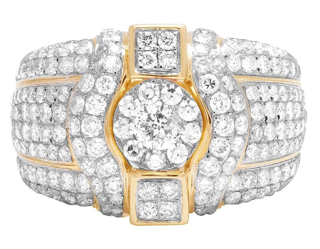 10K YELLOW GOLD GENUINE DIAMOND 3D CLUSTER ICED PINKY RING: 10K Yellow Gold Genuine Diamond 3D Cluster Iced Pinky Ring Brand: None Type: Ring Material: 10K Yellow Gold, Color: Yellow Gold Size: 10 US Accessories: None Accessories Notice: When purch