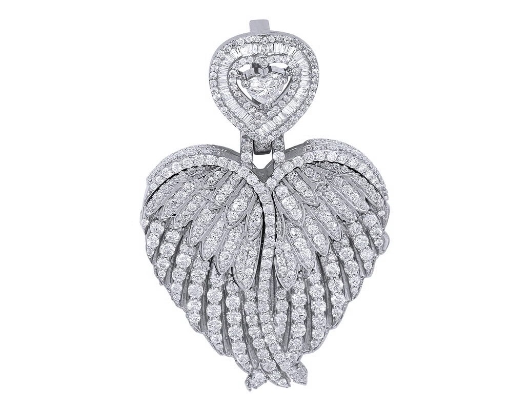 ANGEL WING HEART DIAMOND PENDANT 10K YELLOW GOLD: Angel Wing Heart Diamond Pendant 10k Yellow Gold Brand: None Type: Pendant Material: 10k Yellow Gold, Main Stone/Creation Natural Color: Yellow Gold Size: Dimension 2.2" Accessories: None