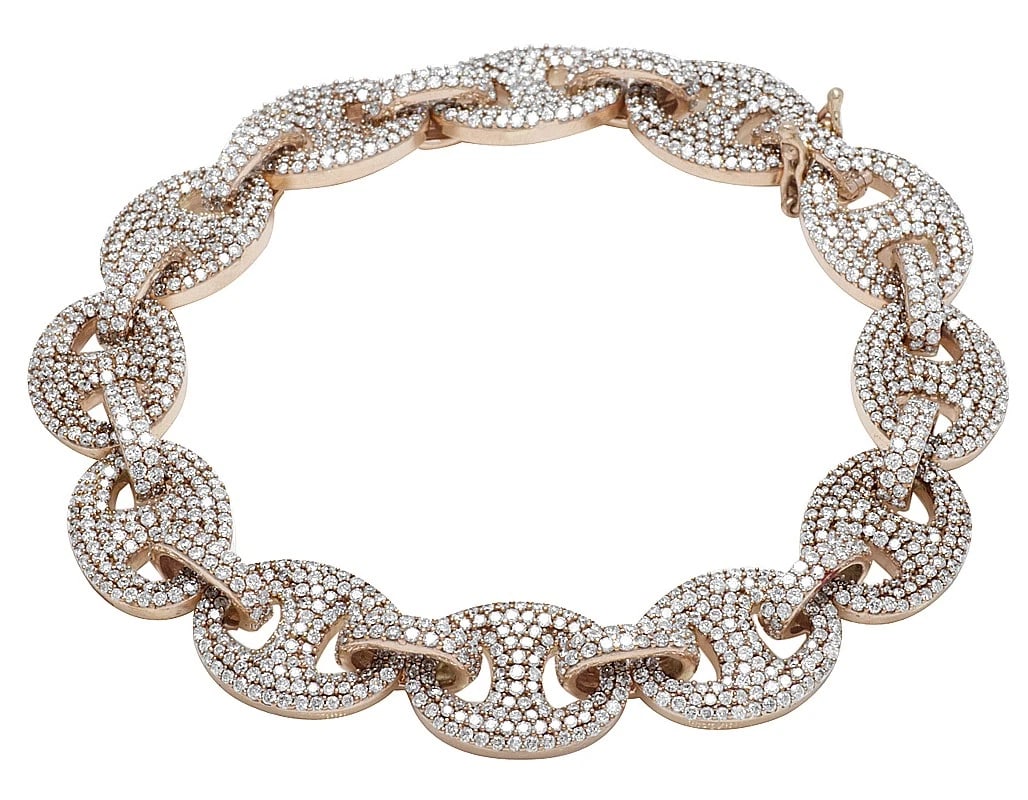 10K ROSE GOLD GENUINE DIAMOND PUFF MARINER GG LINK BRACELET: 10K Rose Gold Genuine Diamond Puff Mariner GG Link Bracelet Brand: None Type: Bracelet Material: 10K Rose Gold, Main Stone/Creation Natural Color: Rose Gold Size: Dimension 8.5", 13MM Accessories: