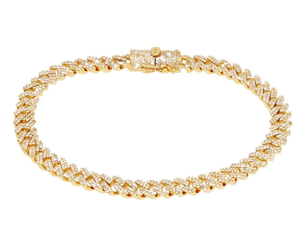 MIAMI CUBAN LINK DIAMOND BRACELET: Miami Cuban Link Diamond Bracelet Brand: None Type: Ring Material: 10K Yellow Gold, Color: Yellow Gold Size: Dimension 6MM 8" Accessories: None Accessories Notice: When purchasing pre-owne