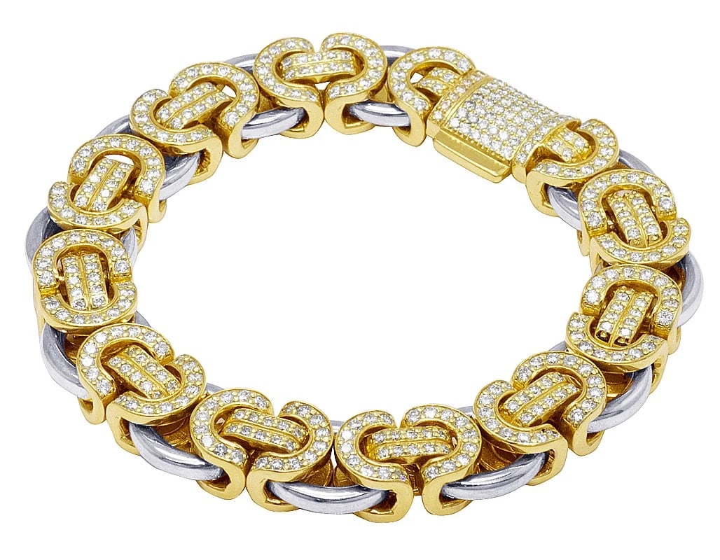 10K TWO-TONE DIAMOND BYZANTINE BRACELET (1 of 2)